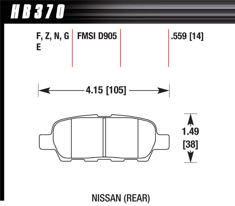 HAWK BRAKE Performance Street Brake Pads (4) HB370F.559
