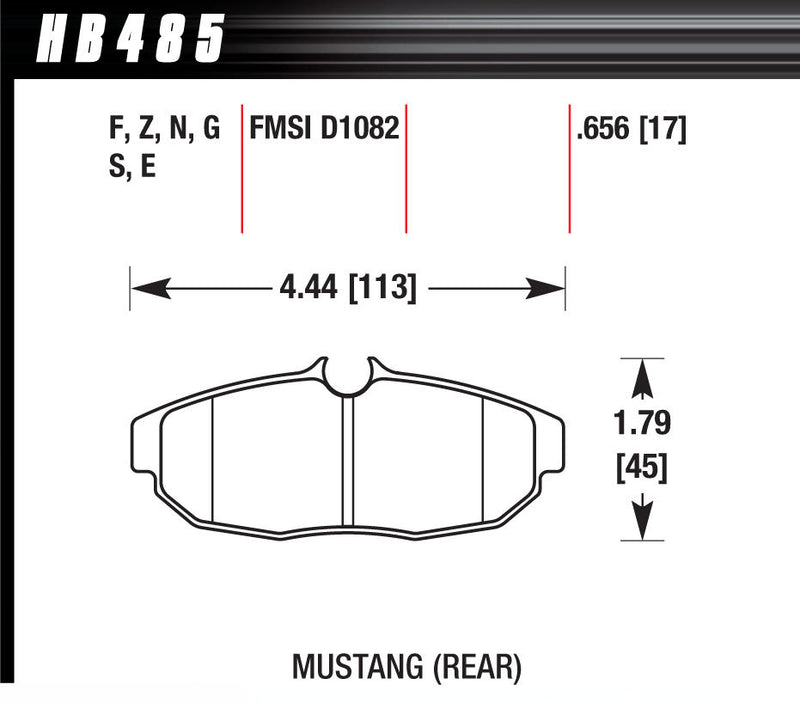 HAWK BRAKE Brake Pad Set 05 Mustang Rear DTC70 HB485G.656