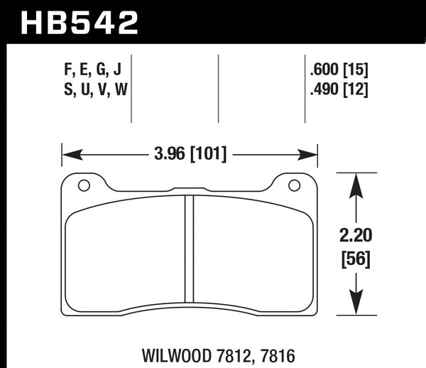 HAWK BRAKE Brake Pad DT-50 7812 / 7816 HB542V.490