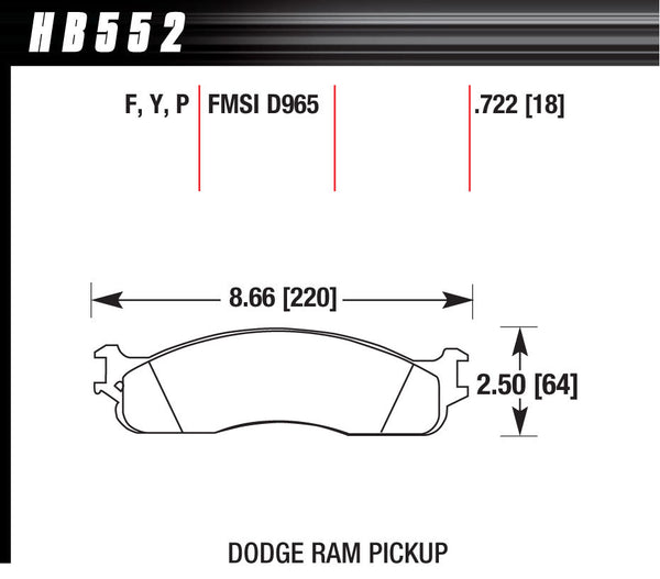 HAWK BRAKE Performance Street Brake Pad (4) HB552P.722