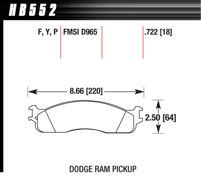 HAWK BRAKE Performance Street Brake Pad (4) HB552P.722