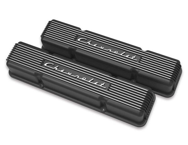 HOLLEY SBC Valve Covers Finned Vintage Series Black 241-108