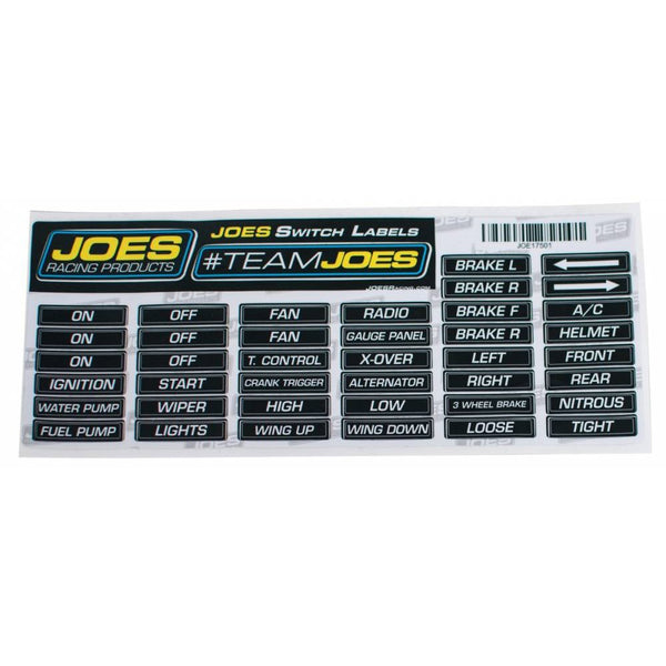 JOES RACING PRODUCTS JOES Switch Panel Labels 17501