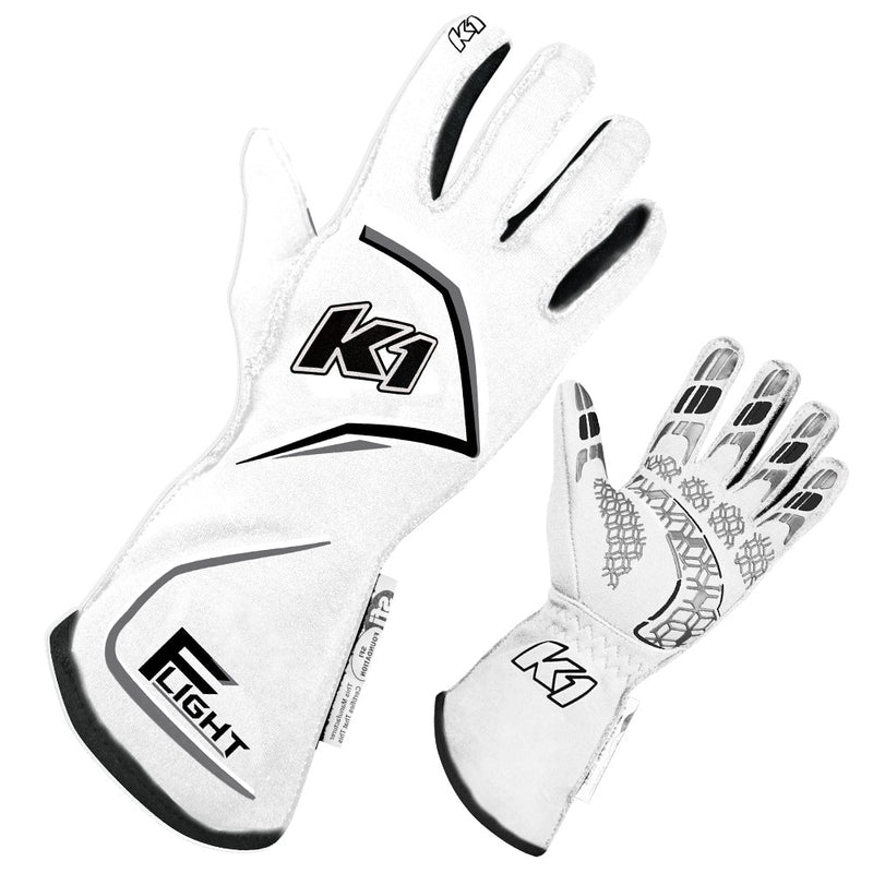 K1 RACEGEAR Gloves Flight Large White 23-FLT-WG-L
