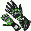 K1 RACEGEAR Glove Flex X-Large Black / Flo Green SFI / FIA 23-FLX-NFV-XL