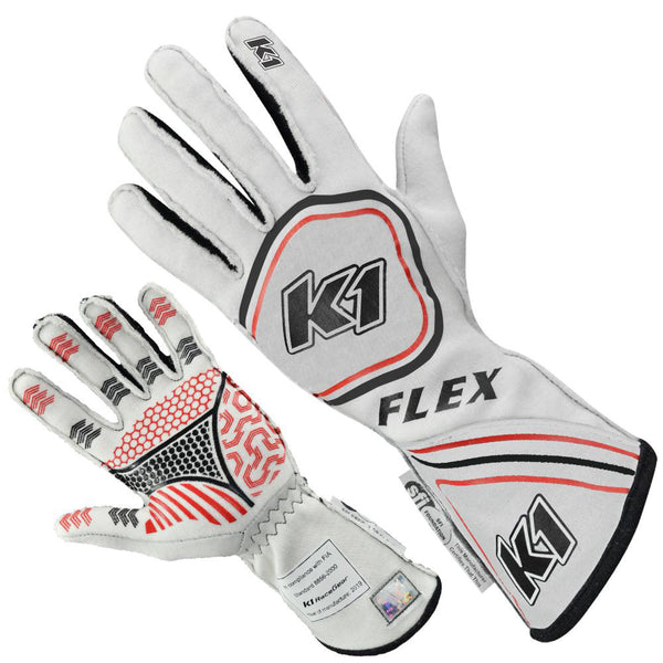 K1 RACEGEAR Glove Flex Medium White SFI / FIA 23-FLX-W-M