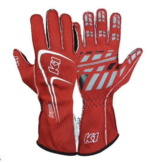 K1 RACEGEAR Glove Track1 Red X-Large SFI 5 23-TR1-R-XL