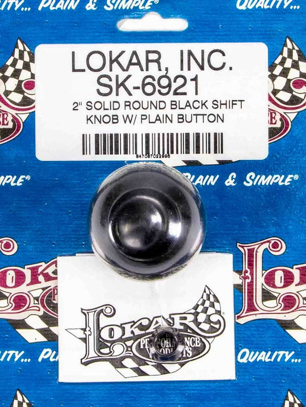 LOKAR 2in Shift Knob Solid Round Black w/Button SK-6921
