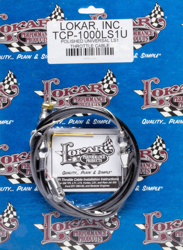 LOKAR Polished Universal Throt tle Cable LS Engine TCP-1000LS1U