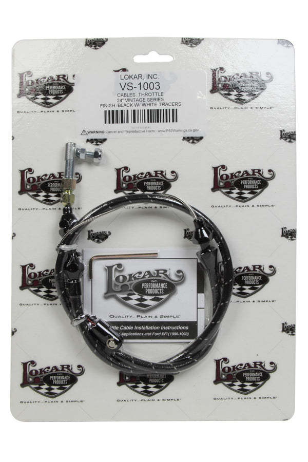 LOKAR VS Throttle Cable Black Black Wrap w/ White Trac VS-1003