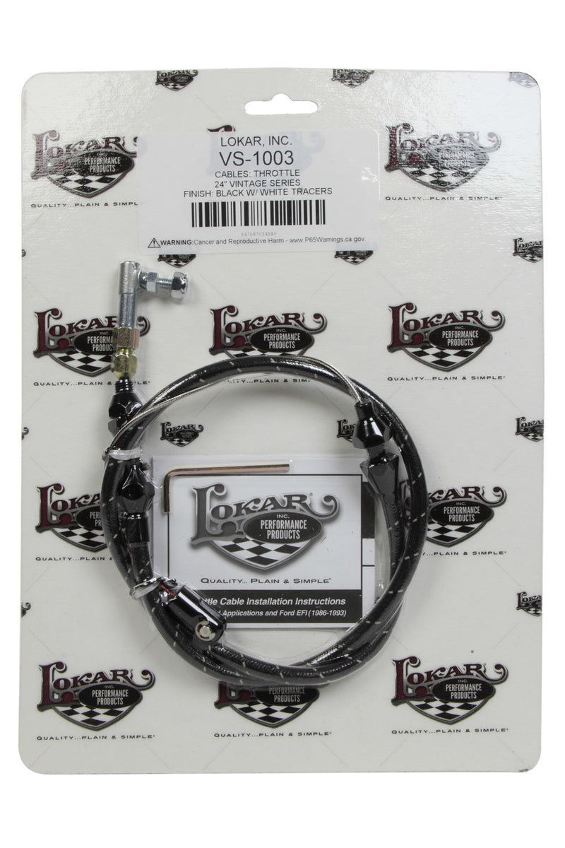 LOKAR VS Throttle Cable Black Black Wrap w/ White Trac VS-1003