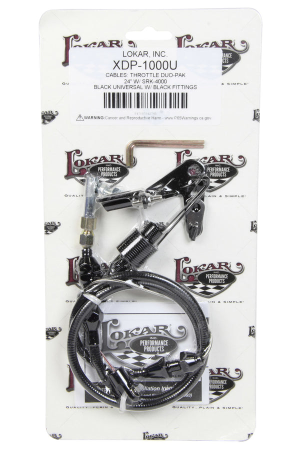 LOKAR Duo-Pak Univ. Throttle Cable w/Brackets Black XDP-1000U
