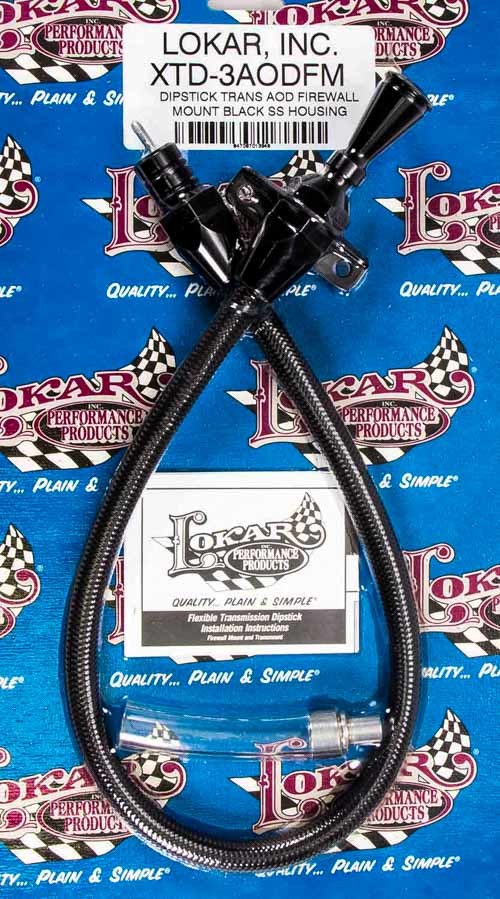 LOKAR Black Dipstick Ford AOD Trans Firewall Mount XTD-3AODFM