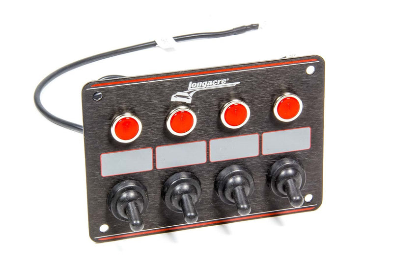 LONGACRE Accessory Panel Black 4 Switch w/Pilot Light 52-44865