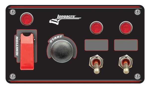 LONGACRE Ignition Panel Black w/2 Acc. and Pilot Light 52-48867