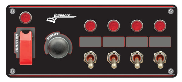 LONGACRE Ignition Panel Black w/ 4 Acc and Pilot Light 52-48869