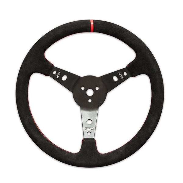 LONGACRE Steering Wheel 15in Dished Suede Blk Spokes 52-56797