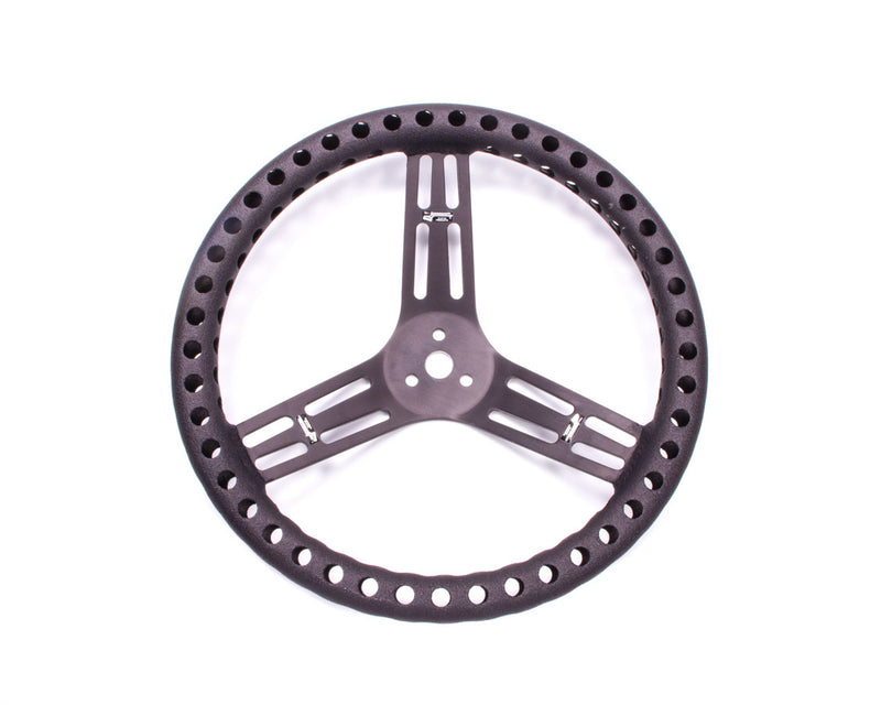 LONGACRE Streering Wheel 14in Dished Drilled Black 52-56833