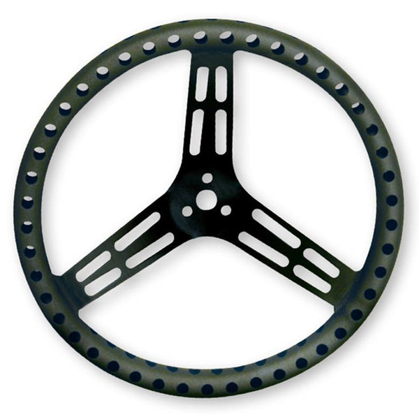 LONGACRE Steering Wheel 15in Flat Drilled Black 52-56867
