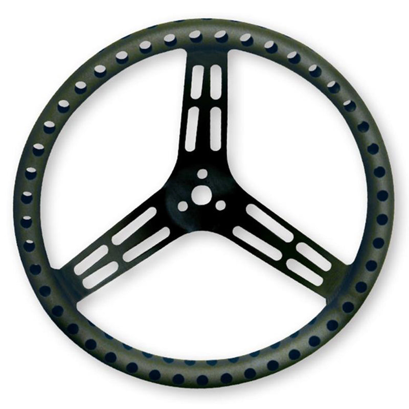 LONGACRE Steering Wheel 15in Flat Drilled Black 52-56867
