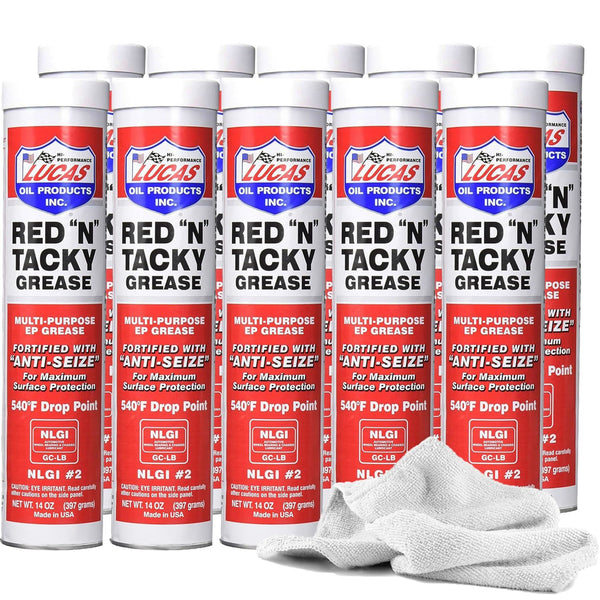 LUCAS OIL Red-N-Tacky Grease Case 10 x 14oz Cartridge LUC10005-10