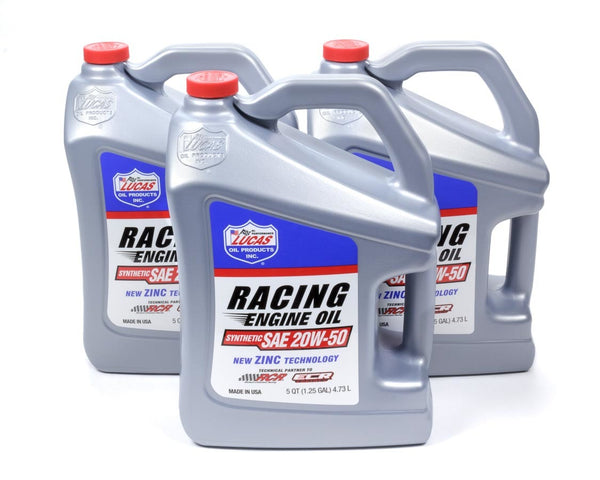 LUCAS OIL Synthetic Racing Oil 20w50 Case 3 x 5 Quart 10616