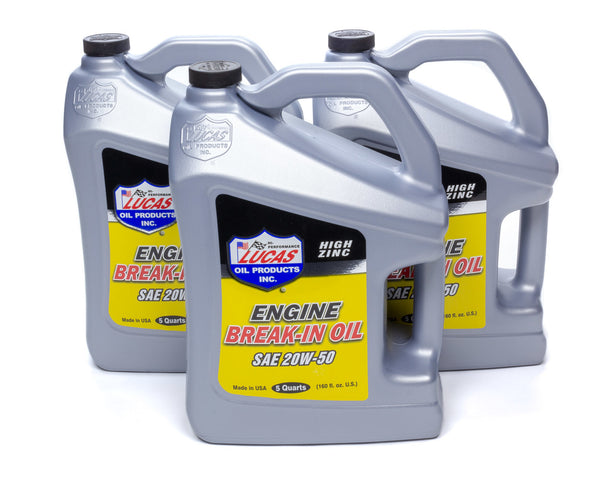 LUCAS OIL SAE 20W50 Break-In Oil Case 3 X 5 Quart Bottle 10636