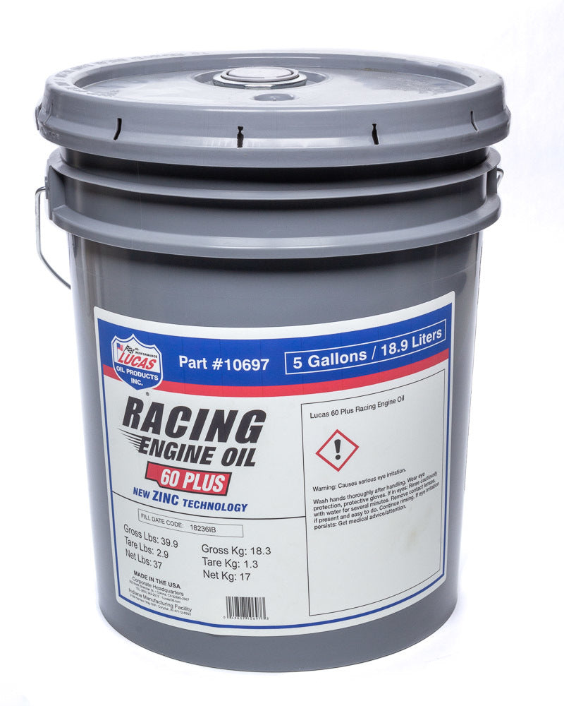 LUCAS OIL SAE 60 Plus Racing Motor Oil 5 Gallon Pail 10697