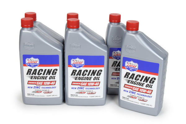 LUCAS OIL 10w40 Synthetic Racing Oil Case 6 x 1 Quart 10942