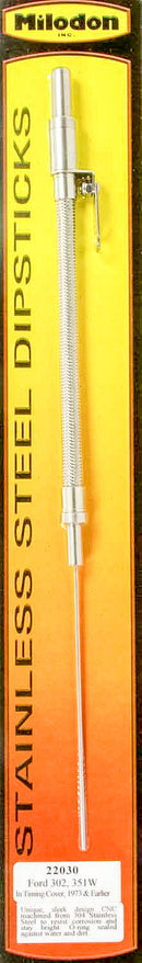 MILODON SBF S/S Engine Dipstick - Into Timing Cover 22030