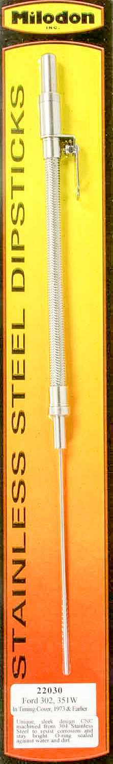 MILODON SBF S/S Engine Dipstick - Into Timing Cover 22030