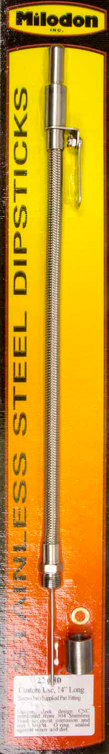 MILODON S/S Oil Dipstick - Univ. w/Weld-In Bung 22080