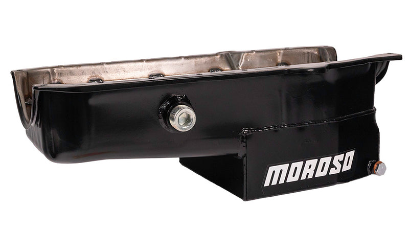 MOROSO SBC C/T Oil Pan - 7qt. 1pc. R/M w/Ins. Bung 21324