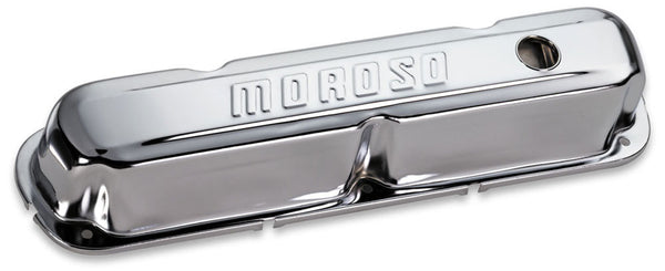 MOROSO Chrome B/E Valve Covers SBM Tall w/Baffle 68161
