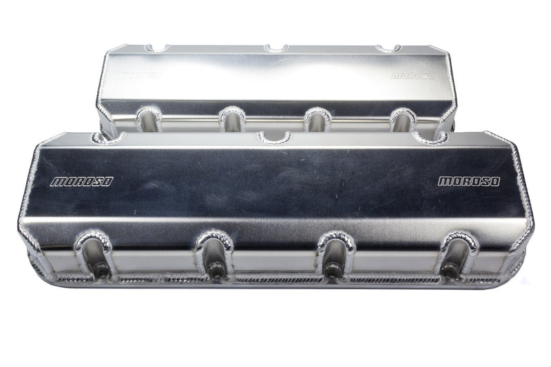 MOROSO BBC Billet Rail Valve Cover Set w/Logo 68489