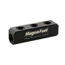 MAGNAFUEL/MAGNAFLOW FUEL SYSTEMS 3-Port Fuel Log for Holley 12-803 Regulators MP-7610-03-Blk
