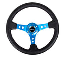 NRG INNOVATION Steering Wheel 350mm 3in Dish Blk Leather/Blue Ct RST-006BL