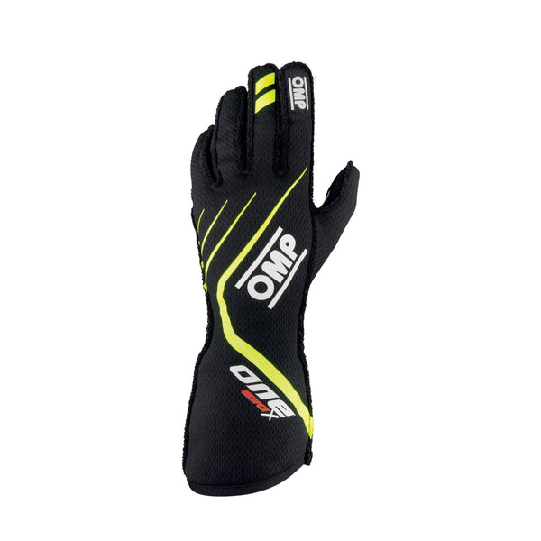 OMP RACING, INC. One EVO X Gloves Black Flo Yellow Medium IB0-0771-A01-178-M