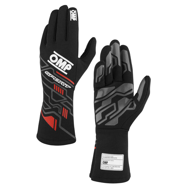 OMP RACING, INC. SPORT GLOVES FIA 8856-20 18 MY2025 BLACK / RED SZ IB0-0777-B01-073-L