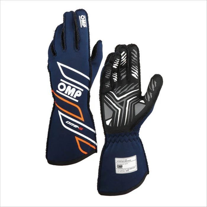 OMP RACING, INC. ONE-S GLOVES my2025 FIA 8856-2018 NAVY BLUE / FL IB0-0778-A01-249-XL