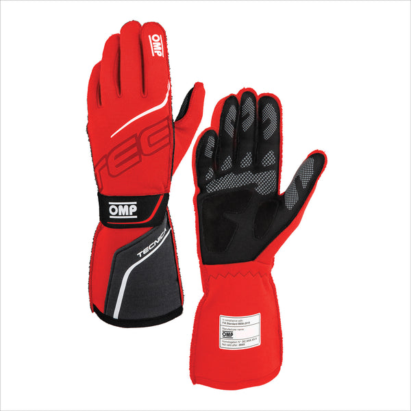 OMP RACING, INC. TECNICA GLOVES FIA 8856- 2018 RED / BLACK SZ. M IB0-0779-A01-060-M