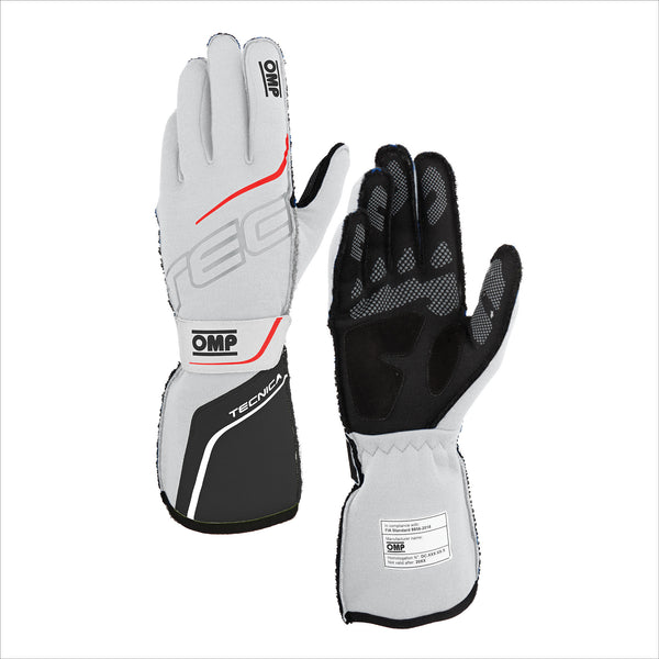 OMP RACING, INC. TECNICA GLOVES FIA 8856- 2018 WHITE / ANTHRACITE IB0-0779-A01-373-M