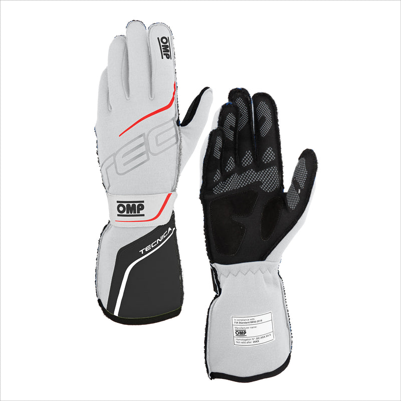 OMP RACING, INC. TECNICA GLOVES FIA 8856- 2018 WHITE / ANTHRACITE IB0-0779-A01-373-M