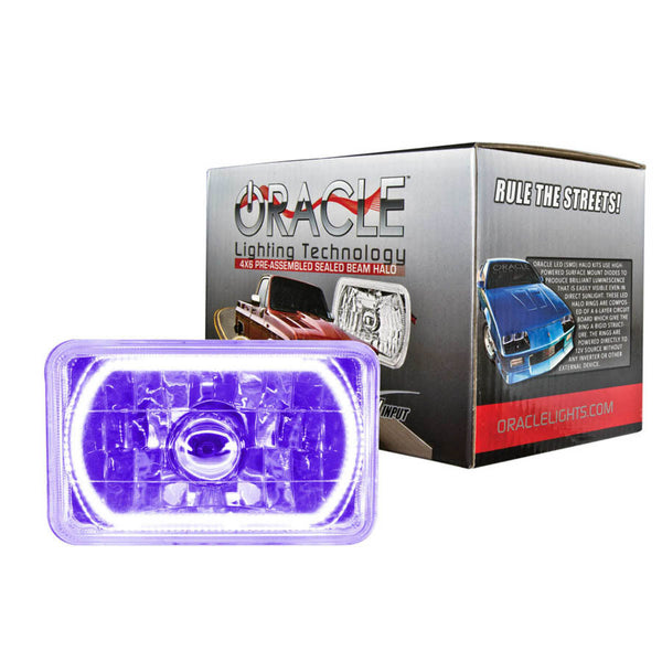 ORACLE LIGHTING 4x6in Sealed Beam Head Light w/Halo Purple 6909-007