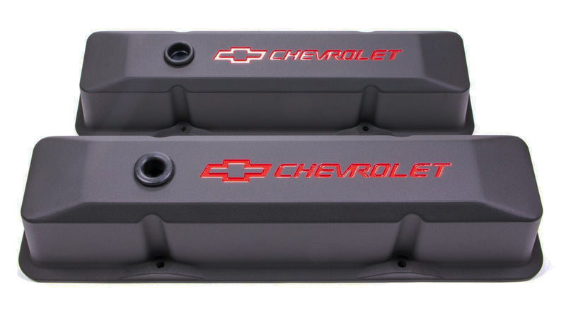 PROFORM SBC Blk Crinkle Die Cast V/C's - Tall w/Baffle 141-116