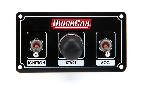 QUICKCAR RACING PRODUCTS Ignition Panel Black w/ Weatherproof Switches 50-820