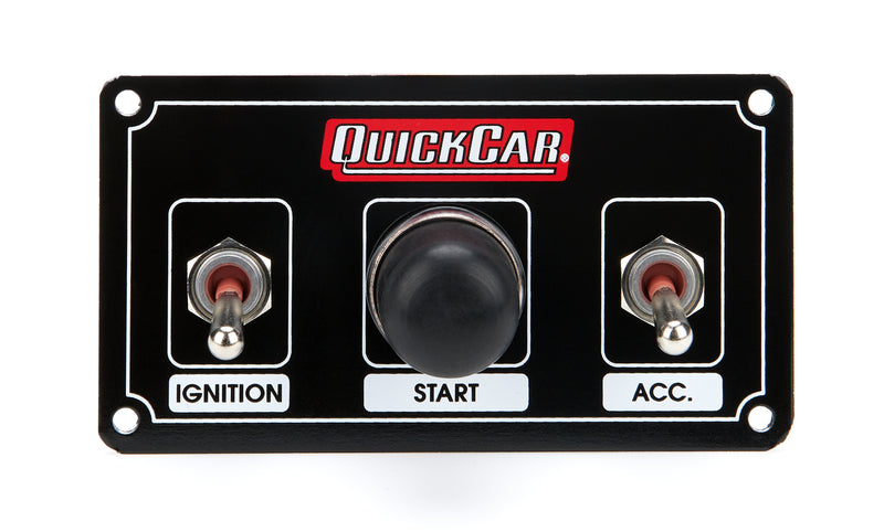 QUICKCAR RACING PRODUCTS Ignition Panel Black w/ Weatherproof Switches 50-820