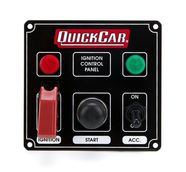 QUICKCAR RACING PRODUCTS Ignition Panel Black w/ 2 Acc. & Lights 50-823