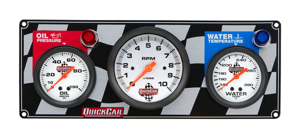 QUICKCAR RACING PRODUCTS Gauge Panel OP/WT W/Tach 61-60313