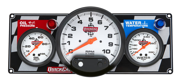 QUICKCAR RACING PRODUCTS 2-1 Gauge Panel Tach OP/WT 61-6031